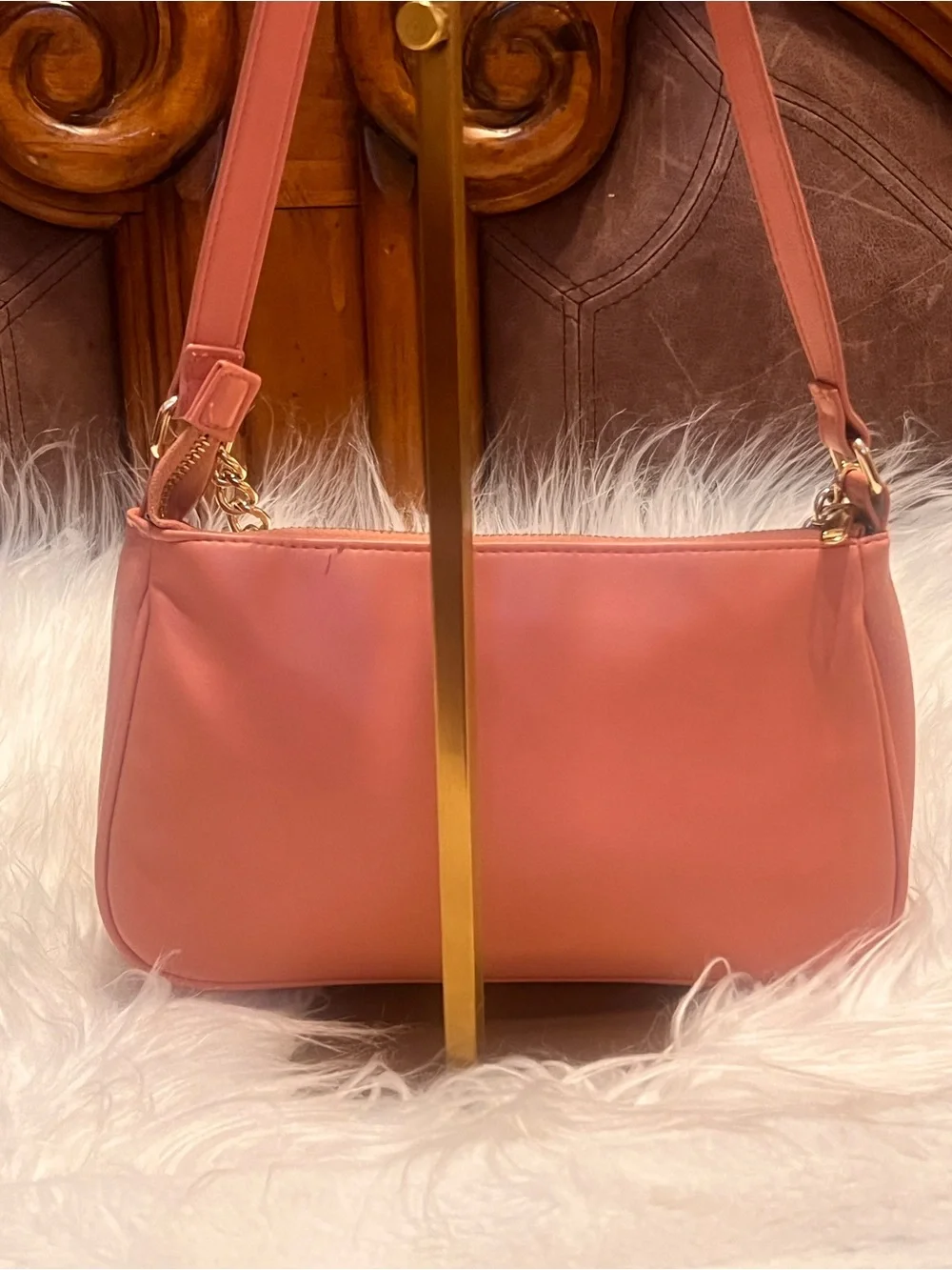 wild fable Coral Shoulder Bag with Gold Star & Moon Charm Chain